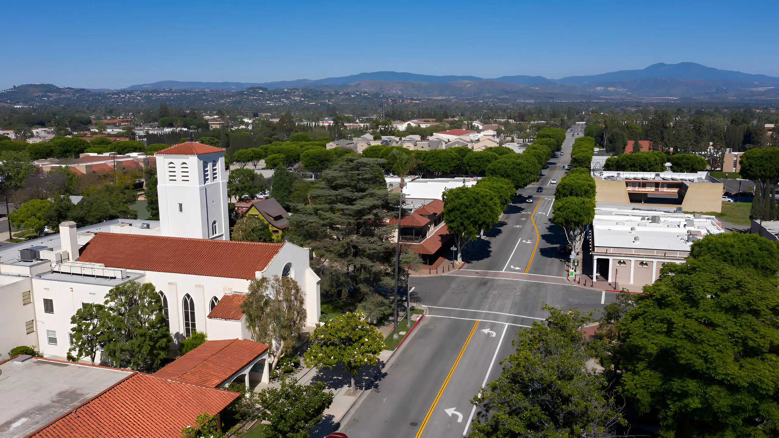 Aerial view of North Tustin, California, showing hillside estates and luxury homes managed by The BSD Real Estate Group.
