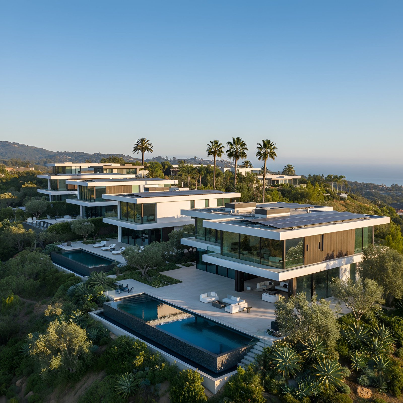 Aerial view of a luxury house in California.